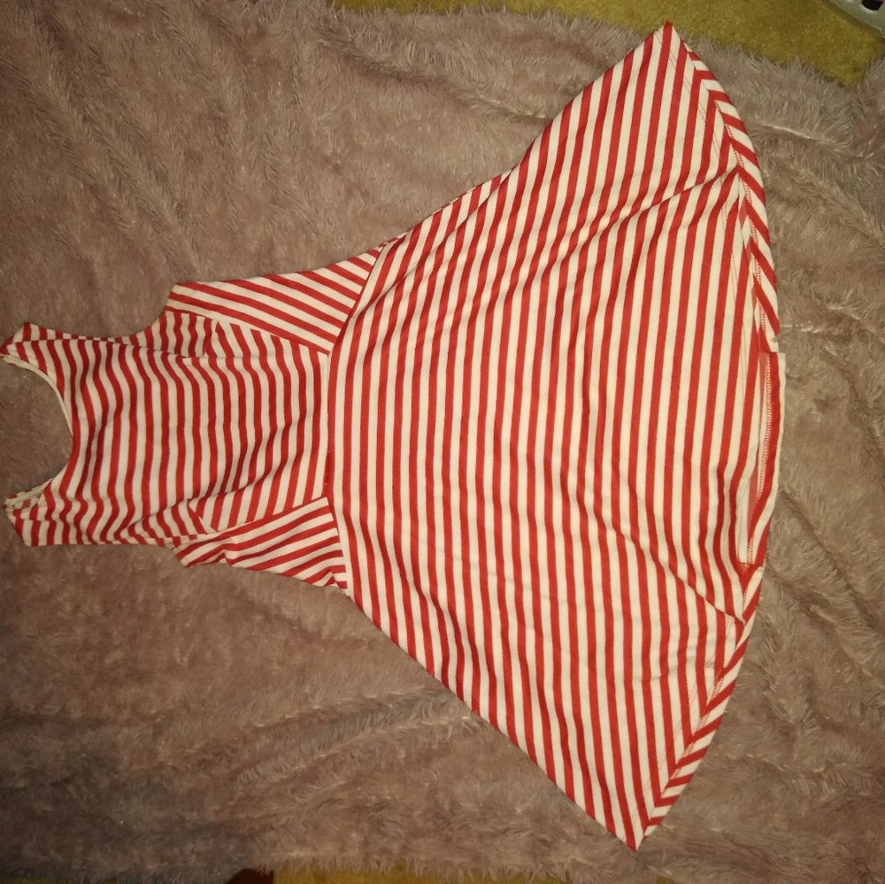 Red and white striped dress